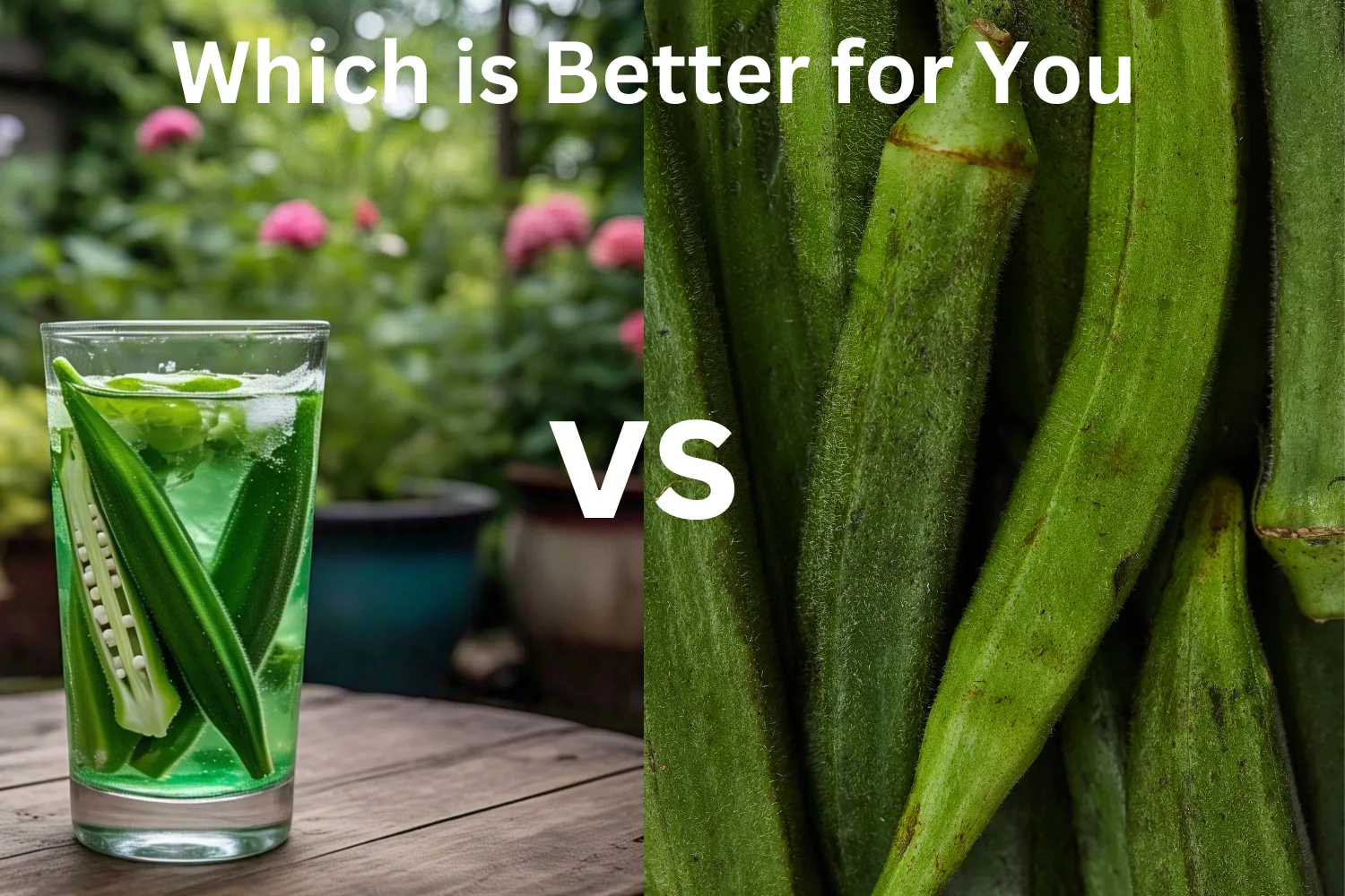 A visual comparison showing the ease of preparing okra water versus whole okra.